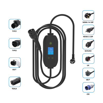 3.5kw 16A Home Electric con schermo di prenotazione di ricarica Gbt Portable EV Charger per i veicoli elettrici facili da caricare