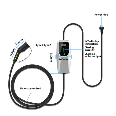 3.5kW 7kW 11kW Ev caricabatterie Ac portabile pila di ricarica IP65 impermeabile