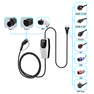 3.5kW 7kW 11kW Ev caricabatterie Ac portabile pila di ricarica IP65 impermeabile