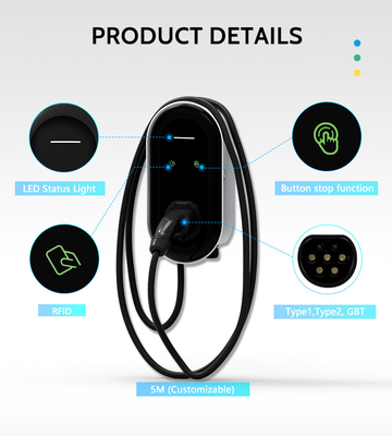 22kw EV Wallbox Charger 3 Phase Tipo 2 32a Stazione di ricarica per la casa 380v Voltaggio di ingresso