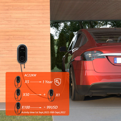 Stazione di ricarica elettrica per veicoli elettrici a 3 fasi plug-in da 22 kW GB/T OCPP Wall Box EV