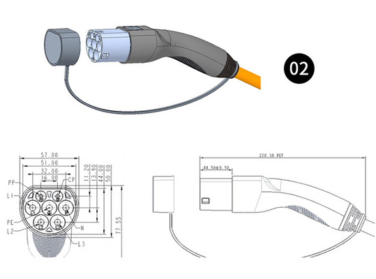 16A-32A Cavo di ricarica auto per veicoli elettrici portatili KIWI EV